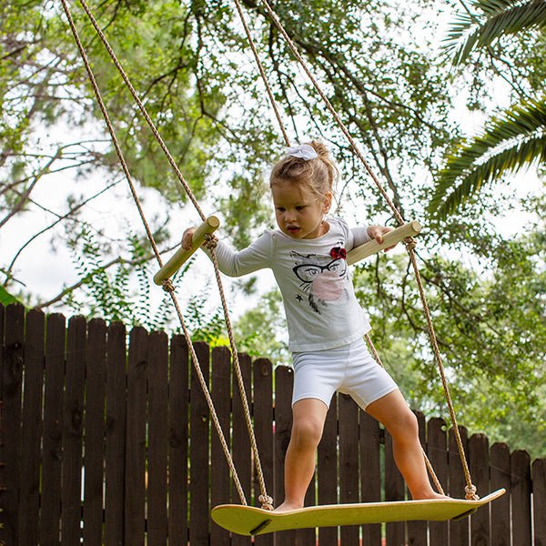 JumpTastic Wood Tree Swing Seat, Hanging Tree Skateboard Swing for Kids