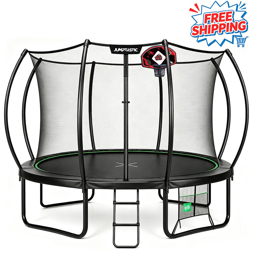 Jumptastic 12ft Trampoline with Enclosure & Basketball Hoop