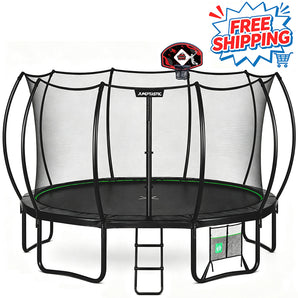 Jumptastic 14 FT Trampoline with Enclosure & Basketball Hoop