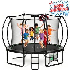 Jumptastic 14 FT Trampoline with Enclosure & Basketball Hoop