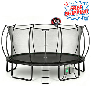 Jumptastic 15 FT Trampoline with Enclosure & Basketball Hoop