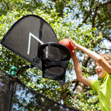 JumpTastic trampoline with basketball hoop