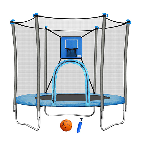 JumpTastic 6ft/72in Trampoline for Kids with Basketball Hoop