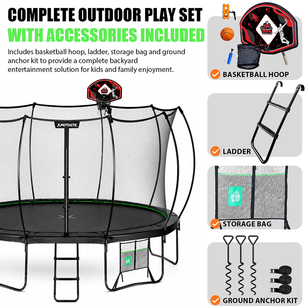 Jumptastic 12ft Trampoline with Enclosure & Basketball Hoop