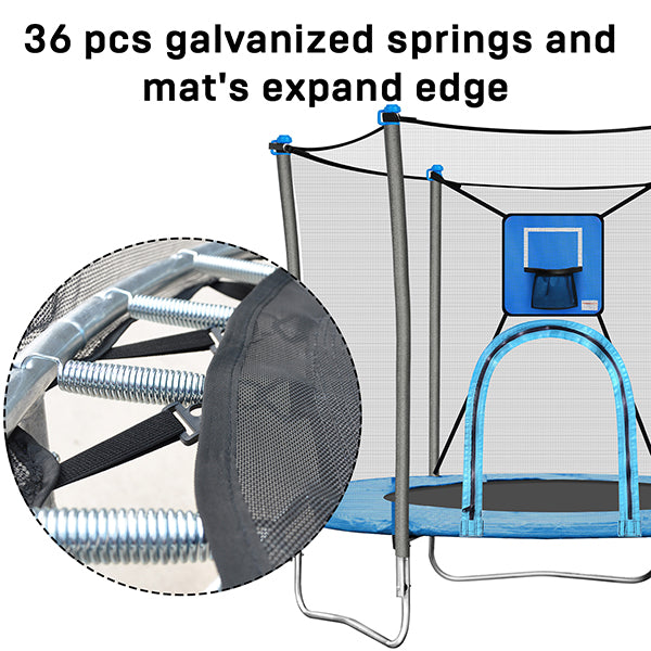 JumpTastic 6ft/72in Trampoline for Kids with Basketball Hoop