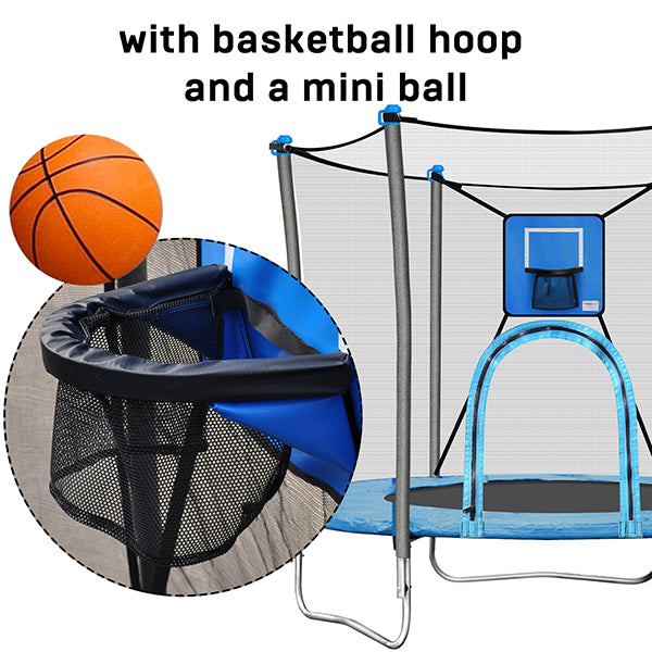 JumpTastic 6ft/72in Trampoline for Kids with Basketball Hoop