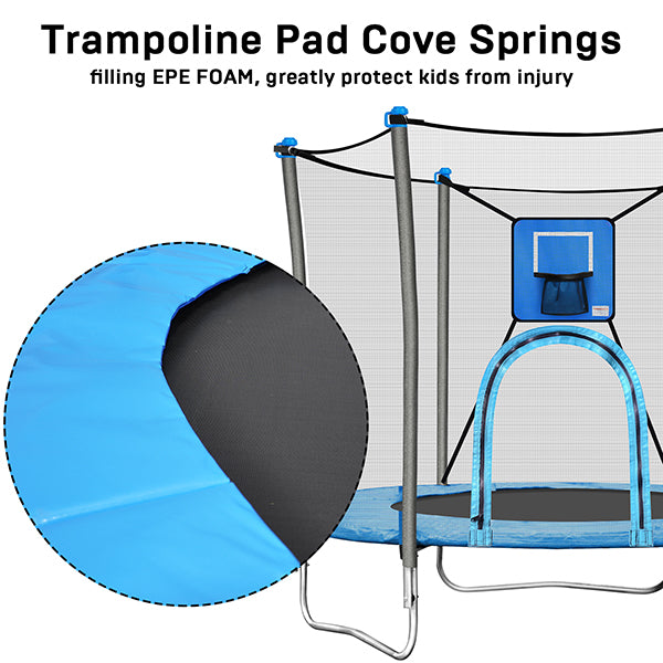 JumpTastic 6ft/72in Trampoline for Kids with Basketball Hoop