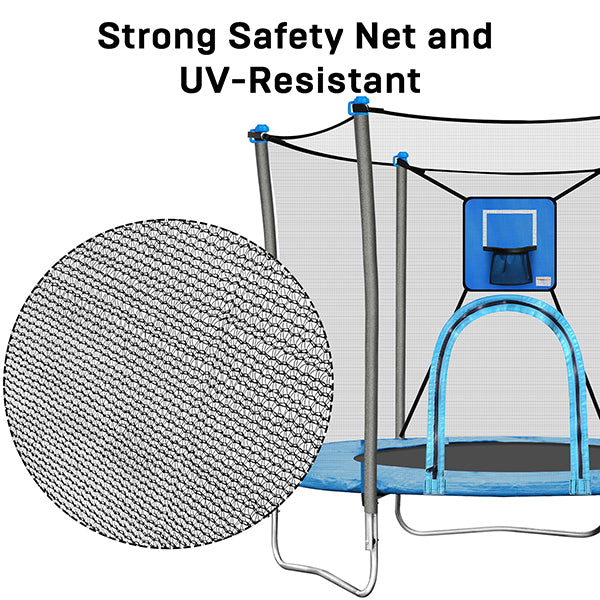 JumpTastic 6ft/72in Trampoline for Kids with Basketball Hoop