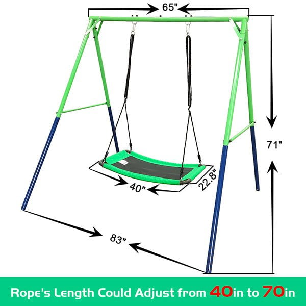 Jumptastic Metal Swing Frame Full Steel Swing Stand with 40" Saucer Swing, A-Frame Steel Swing Stand w/Ground Stakes, Great for Indoor and Outdoor, Garden, Backyard (Swing Frame with Nest Swing)